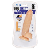 8 Inch Dual Density Realistic Dildo with Veins and Suction Cup Beige Dongs Realistic